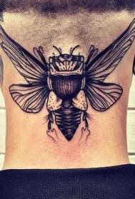 neck engraving style black big insect tattoo pattern