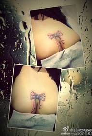 girl's hips color bow tattoo pattern