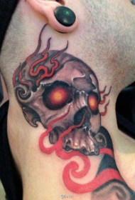 Обнаженный властный череп Цветной рисунок татуировки