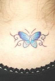 Шарени узорак тетоваже лептира у боји плаве боје