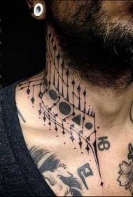 eenvoudige swart verskillende tatoeëringpatroon vir juwele in die nek