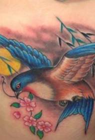 Txiki irentsi tatuaje eredua: hanka kolorea Txiki irentsi Sakura tatuaje eredua