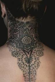 female back neck beautiful decorative tattoo pattern