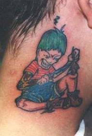 modello del tatuaggio del ragazzo diabolico del collo del fumetto