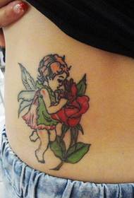 腹部天使玫瑰紋身圖案-蚌埠紋身顯示圖片金鐘紋身推薦