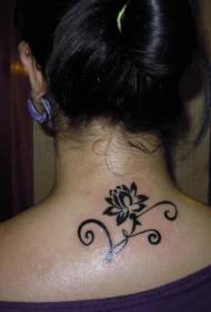 Neck black small lotus vine tattoo pattern