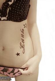 small fresh belly English letter five-pointed star tattoo works