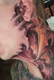 neck demon bone 3d painted tattoo pattern