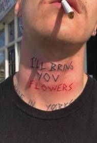 Simple English alphabet tattoo on the neck neck