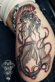 female hip personality mermaid tattoo pattern