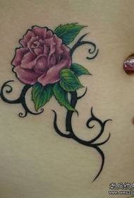 beauty belly color rose tattoo pattern