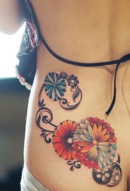 personnalité mode femmes hanches belle couleur fleur motif de tatouage