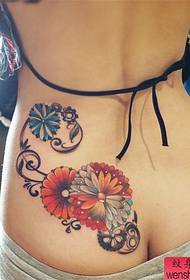 hip color flower tattoo pattern