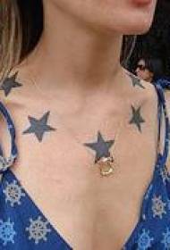 Neck Black Star Tattoo Pattern