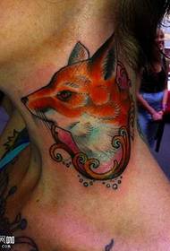 脖子狐狸纹身图案