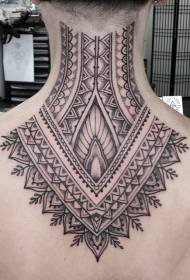 back and neck baroque style jewelry black and white tattoo pattern