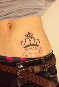 beauty belly totem crown tattoo pattern