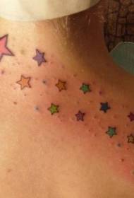 female neck five-pointed star tattoo pattern