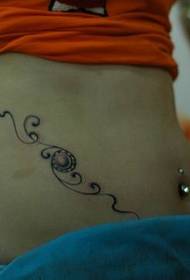 girl's abdomen good-looking totem vine tattoo pattern