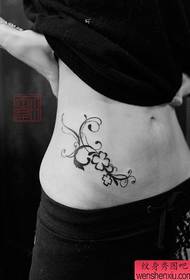 Girls belly beautifully popular totem four-leaf clover and vine tattoo pattern