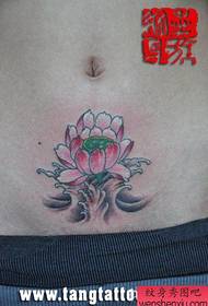 moteriškas pilvas gražiai atrodantis lotoso tatuiruotės modelis