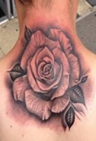 back of the neck Graceful Art Rose Tattoo