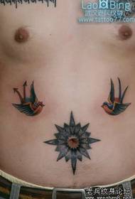 abdominal tattoo pattern: abdomen color small swallow tattoo pattern