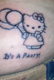 Cartoon Hello Kitty back waist tattoo pattern