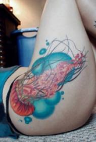 amantombazane angama-tattoo ama-hip hips anemibala ye-jellyfish tattoo izithombe