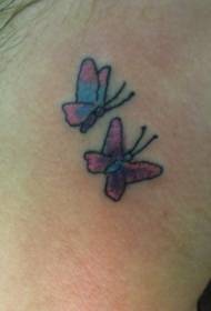 neck two small butterfly tattoo designs