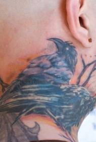 tatuaj real de gât crebă pe copac 31978 - model de tatuaj de gât stele culoare feminină