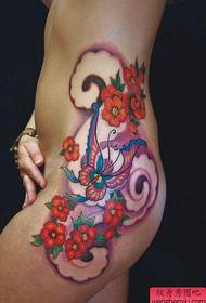 Beautiful beautiful pansy tattoo pattern on the hip