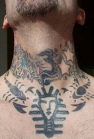 颈部黑色简单个性线条纹身蝎子纹身小动物纹身图案