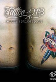 garçons abdomen beau dague populaire rose motif de tatouage