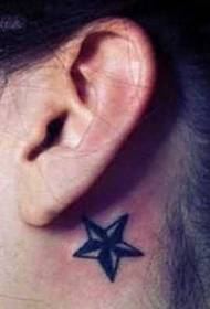 neck five-star tattoo pattern