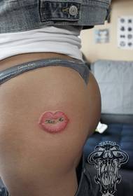 girl Hip fashion trend lip print and letter tattoo pattern