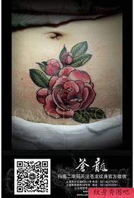 cicatriz de barriga do ventre das nenas patrón de tatuaxe de rosa escolar