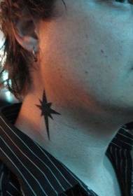 Neck Small Fresh Black Star Tattoo Pattern