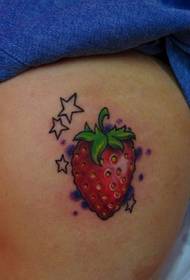 女孩子臀部草莓纹身图案