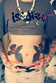 osobna tetovaža trbušne vrane 30049-Creative Love Seal Engleski Abdominal Tattoo