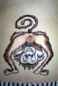 おへその上に腹部の色猴子子猿のお尻のタトゥー