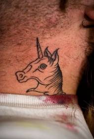 Neck simple smile unicorn head tattoo picture