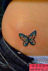 美腹部の小さくて美しい蝶のタトゥーパターン