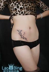 Abdominal tattoo pattern: beauty belly butterfly vine tattoo pattern