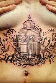 recommend a belly popular personality bird cage tattoo pattern