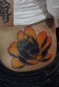 girl's buttocks good-looking color lotus tattoo pattern