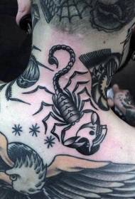 nakke gammel skoleskull og skorpionsvart tatoveringsmønster