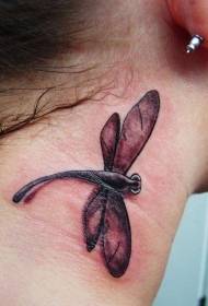 neck dark dragonfly tattoo pattern