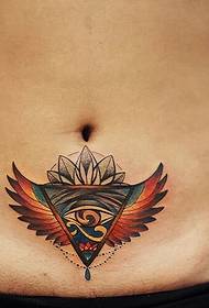 abdominal color God eye wings tattoo picture