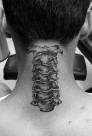 neck black realistic style vertebra tattoo pattern